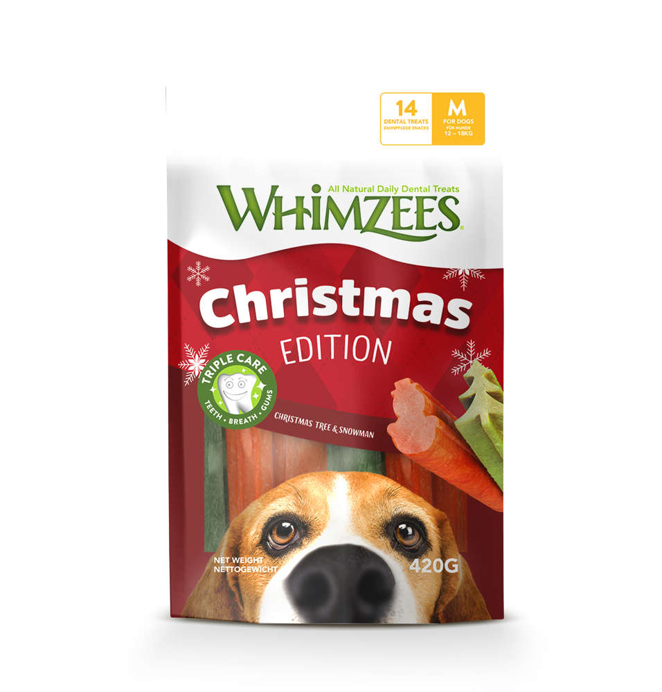 Whimzees Bolsa Muñeco/Árbol Navidad M (6 uds) Medium Adulto Perro