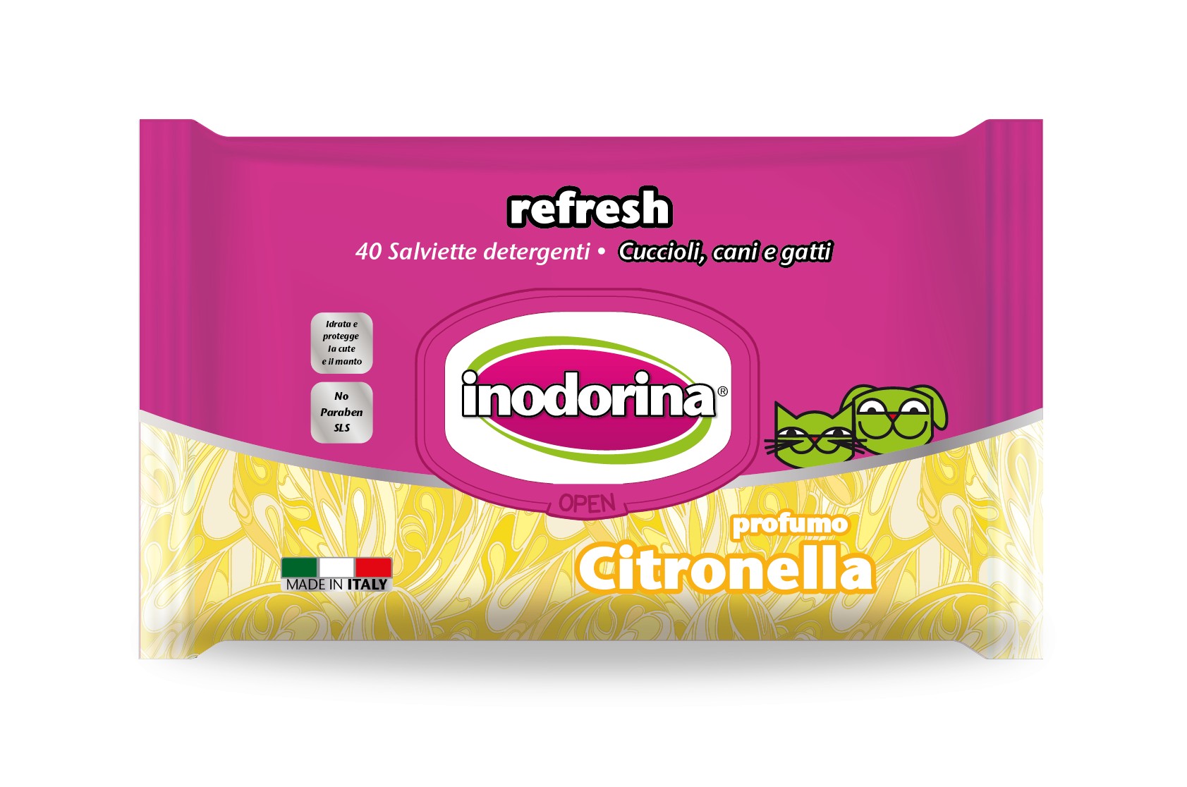 inodorina toallita Refresh Citronella 40 pz   Gato,Perro Inodorina