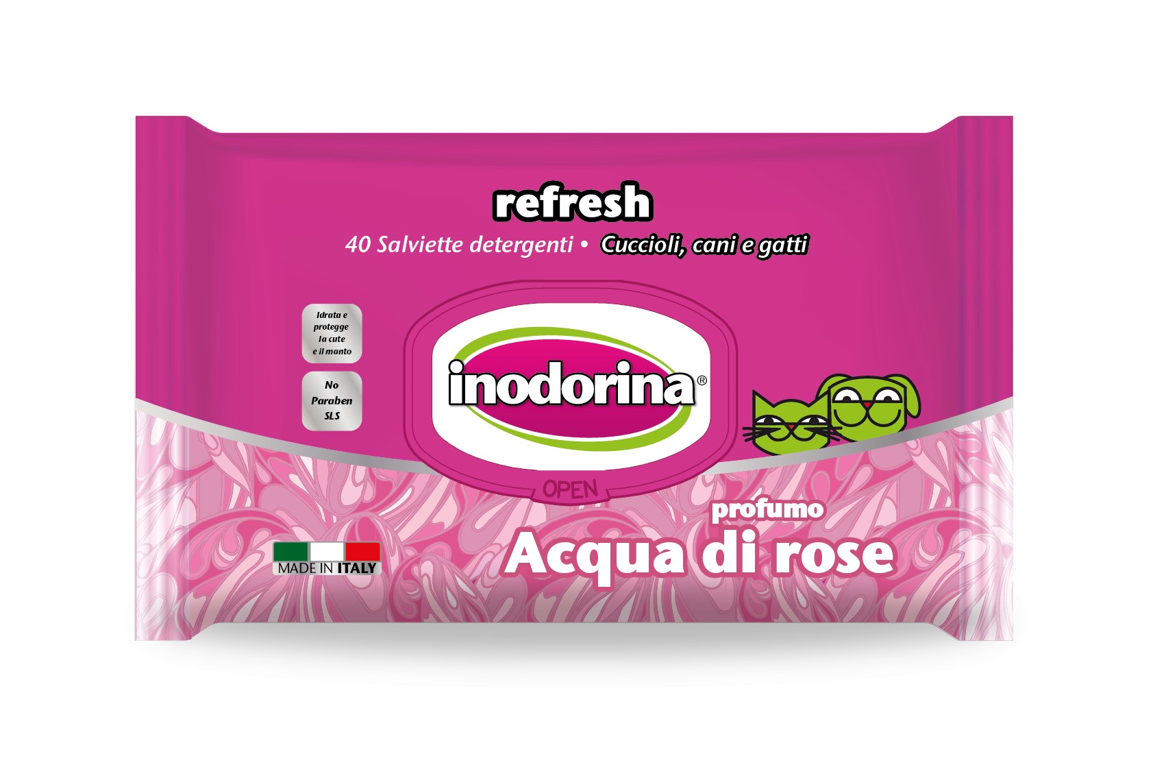 inodorina toallita Refresh Acqua di Rosa 40 pz   Gato,Perro Inodorina