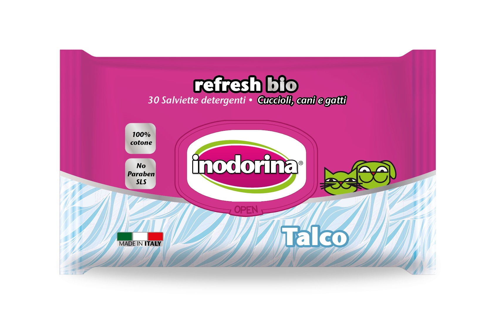 Inodorina Toallita Refresh Bio Talco 30pz   Gato,Perro Inodorina