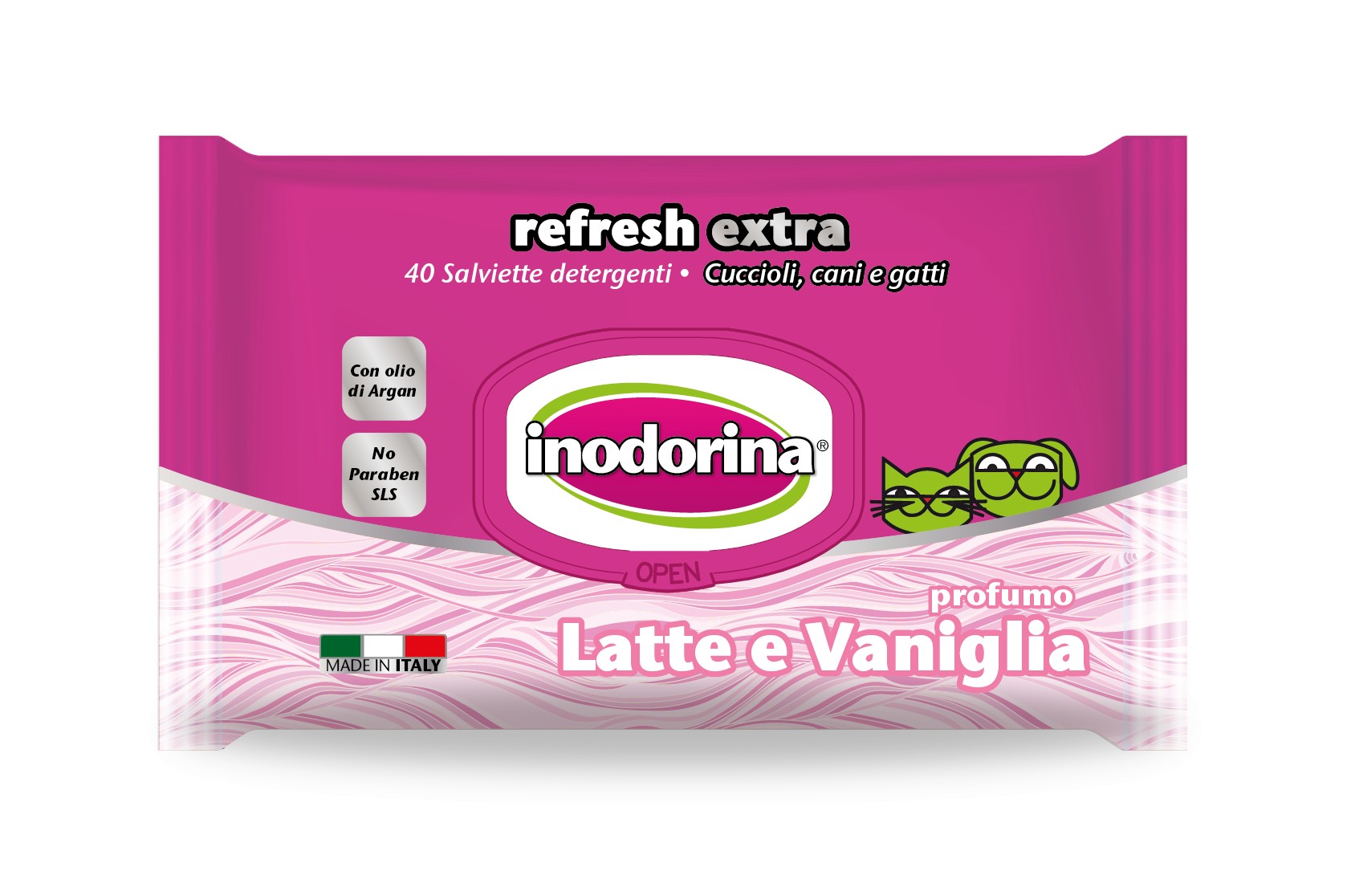inodorina toallita Refresh eXtra -Latte e Vaniglia   Gato,Perro Inodorina