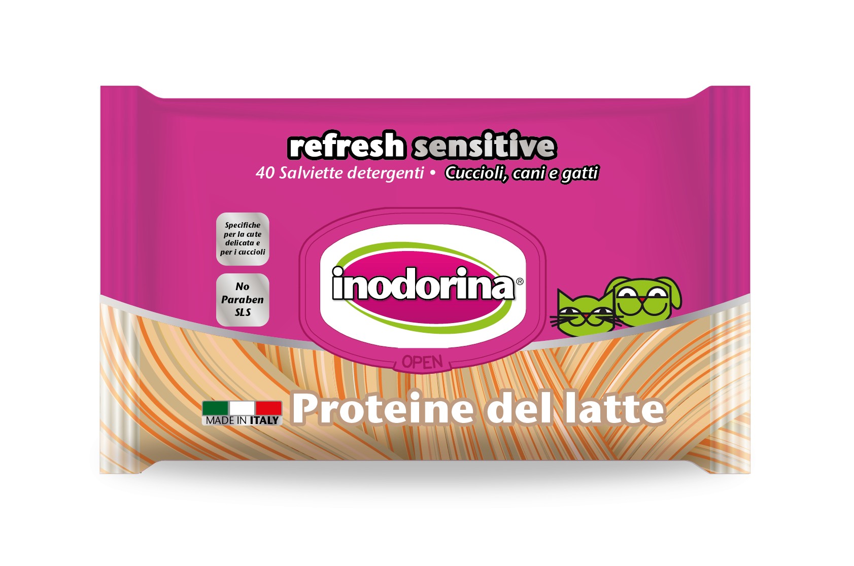 Inodorina Toallitas Sensitive Proteina Leche 40ud   Gato,Perro Inodorina