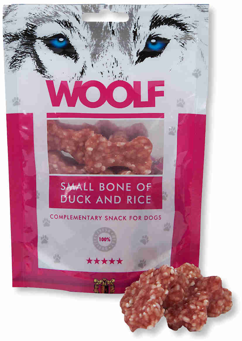 Woolf Small Bone of Duck and Rice 100gr   Perro Woolf