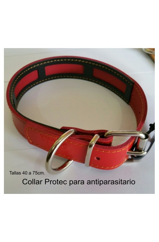 Collar Cuero Protec Rojo 45x3cm Razas Medianas