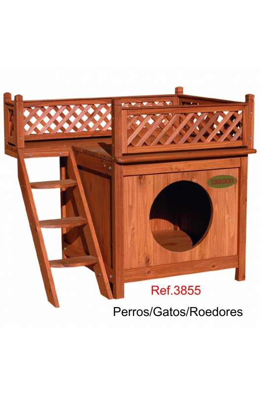 CASETA MADERA PERRO/GATO/ROEDORES 73x58x65 Arquivet
