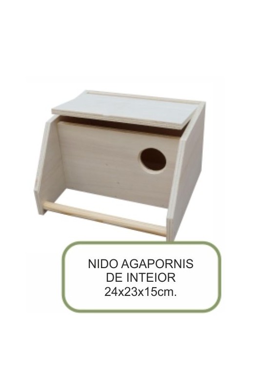 NIDO MADERA AGAPORNIS DE INTEIOR24x23x15cm.