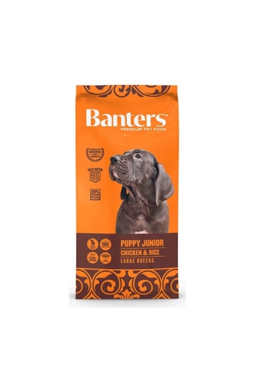 BANTERS DOG PUPPY JUNIOR & LARGE BREDDS 3KG. Ckicken&Rice Banters