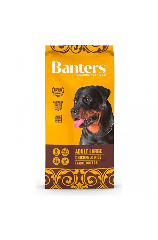 BANTERS DOG ADULT LARGE BREED 15 KG. CHICKEN&RICE Banters